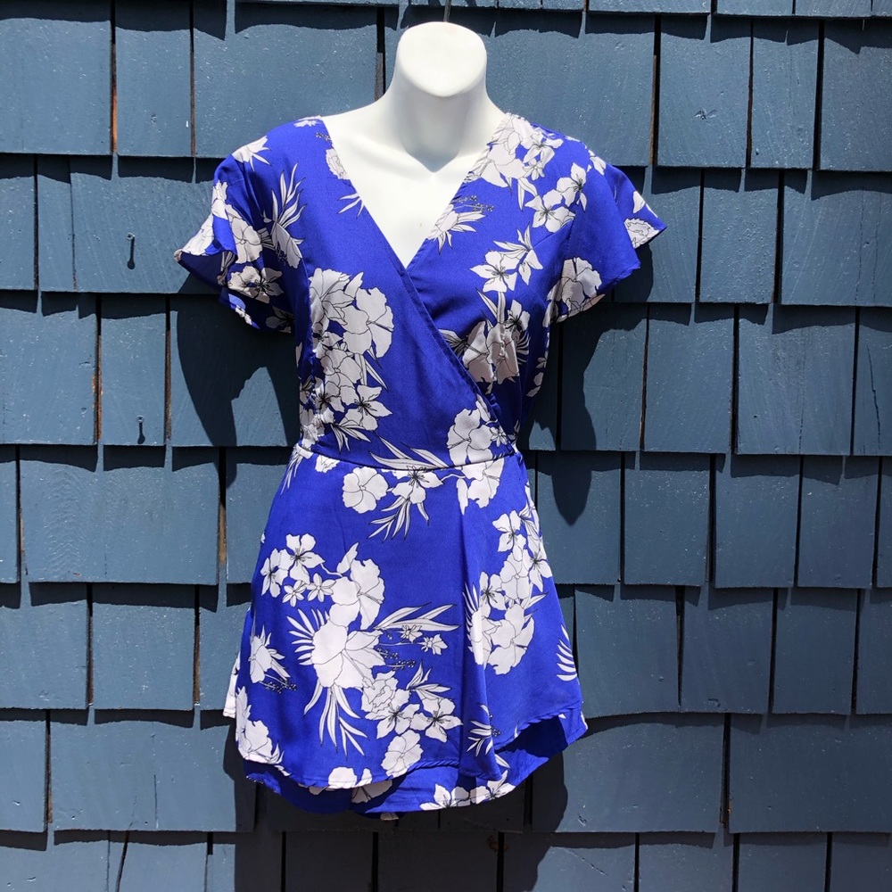 Blue floral romper